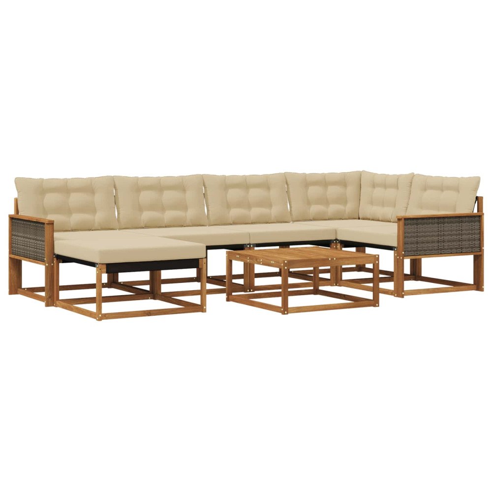 vidaXL Utomhussoffset 7 st Naturlig och Beige Massivt Akaciaträ
