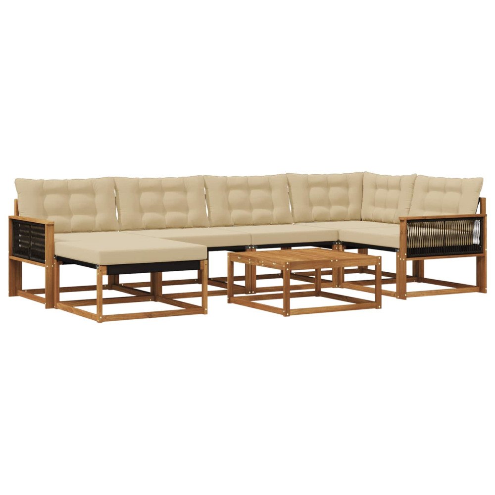 vidaXL Utomhussoffset 7 st Naturlig och Beige Massivt Akaciaträ