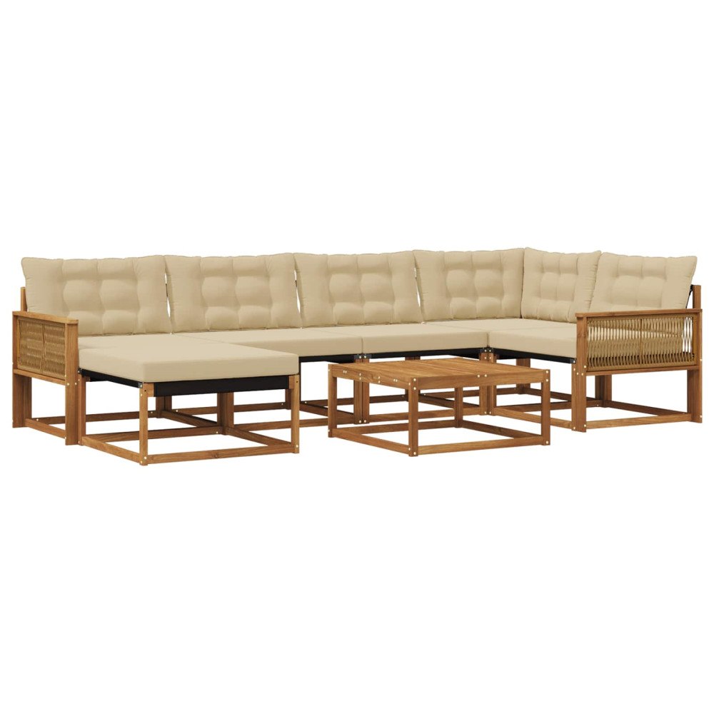 vidaXL Utomhussoffset 7 st Naturlig och Beige Massivt Akaciaträ