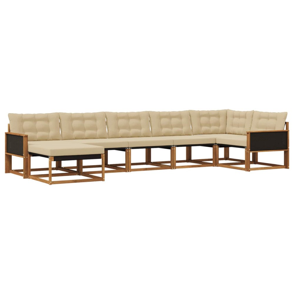 vidaXL Utomhussoffset 7 st Naturlig och Beige Massivt Akaciaträ
