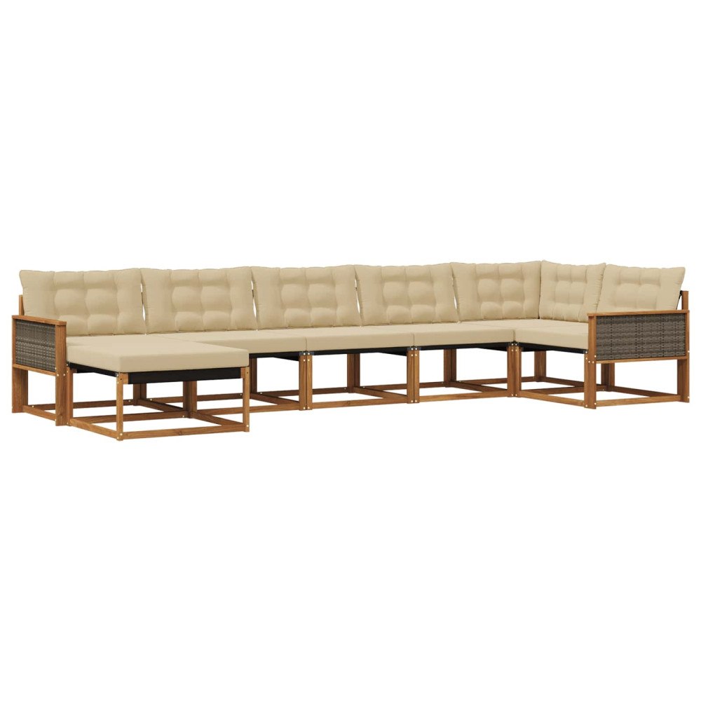 vidaXL Utomhussoffset 7 st Naturlig och Beige Massivt Akaciaträ