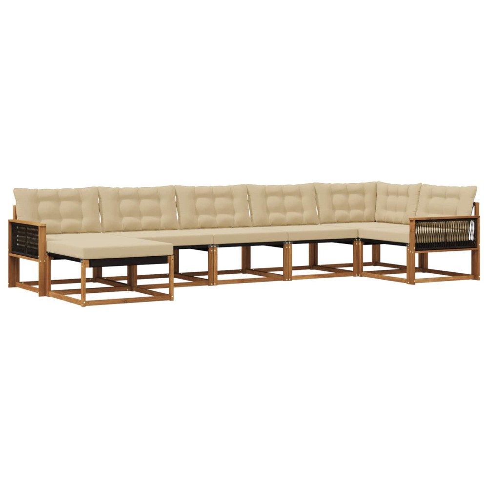 vidaXL Utomhussoffset 7 st Naturlig och Beige Massivt Akaciaträ