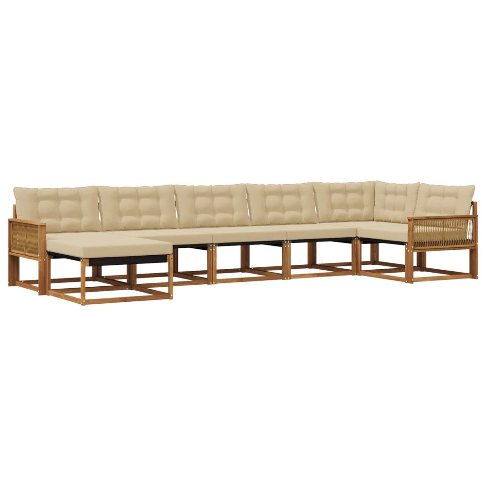 vidaXL Utomhussoffset 7 st Naturlig och Beige Massivt Akaciaträ