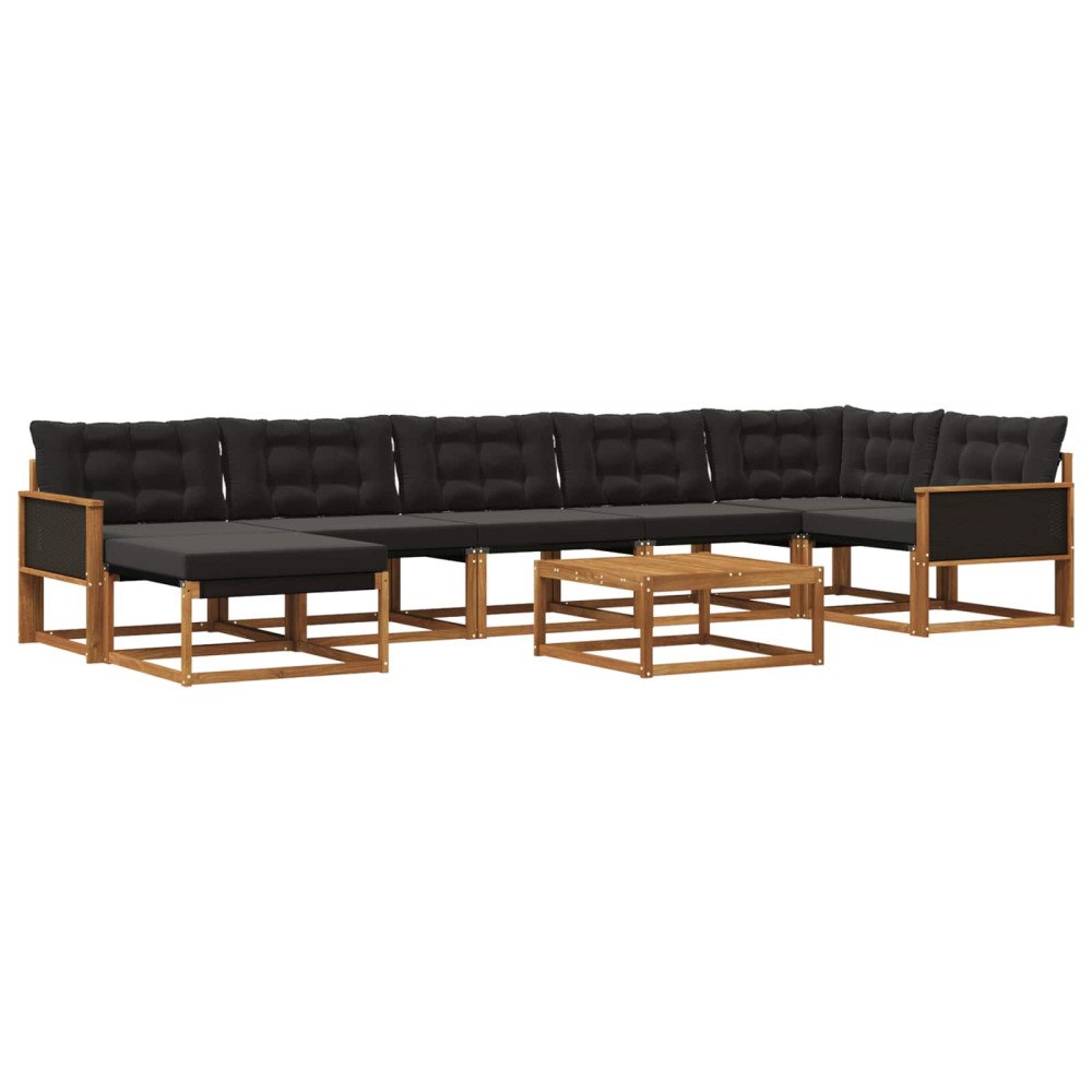 vidaXL Utomhussoffset 8 st Naturlig och svart Polyester