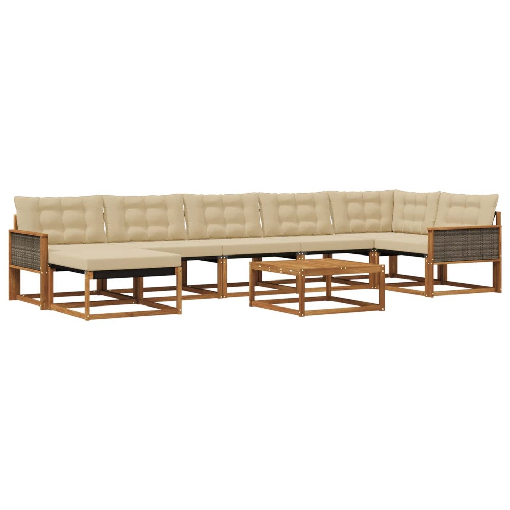vidaXL Utomhussoffset 8 st Naturlig och Beige Polyester