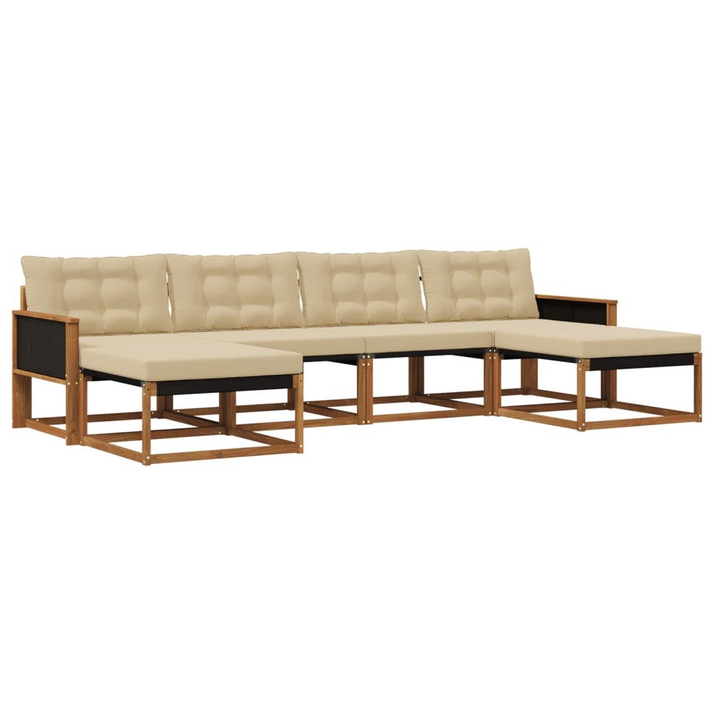 vidaXL Utomhussoffset 6 st Naturlig och Beige