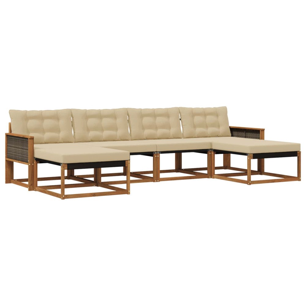 vidaXL Utomhussoffset 6 st Naturlig och Beige