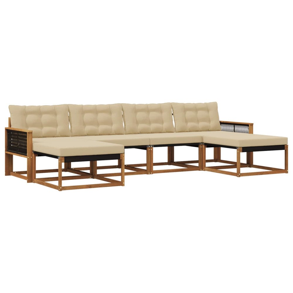 vidaXL Utomhussoffset 6 st Naturlig och Beige