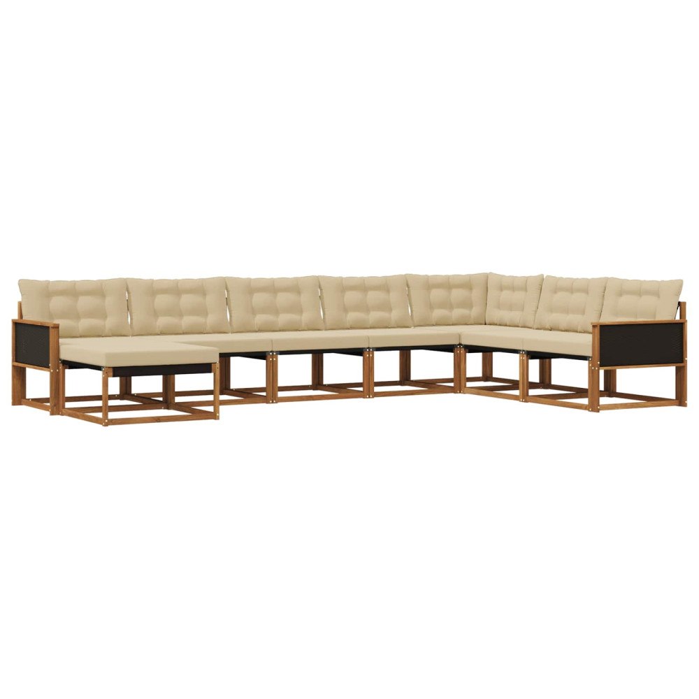 vidaXL Utomhussoffset 8 st Naturlig och Beige Massivt Akaciaträ