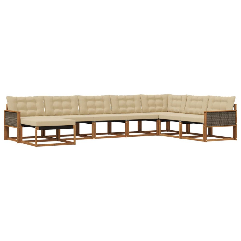 vidaXL Utomhussoffset 8 st Naturlig och Beige Massivt Akaciaträ