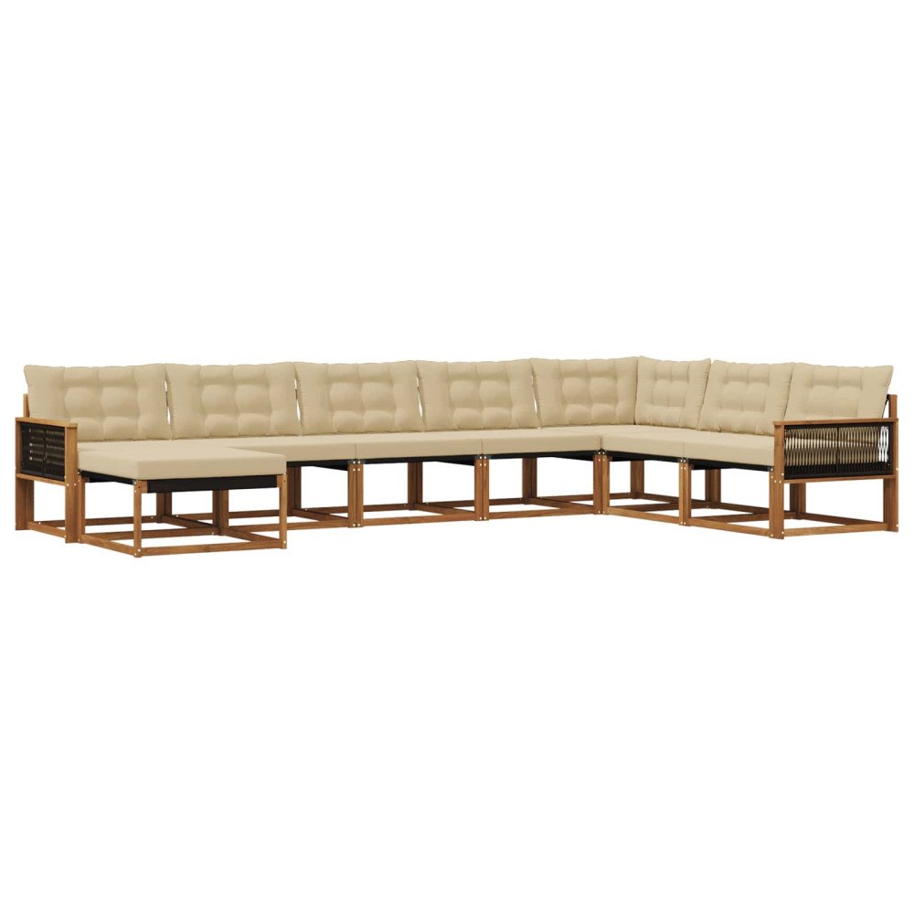 vidaXL Utomhussoffset 8 st Naturlig och Beige Massivt Akaciaträ