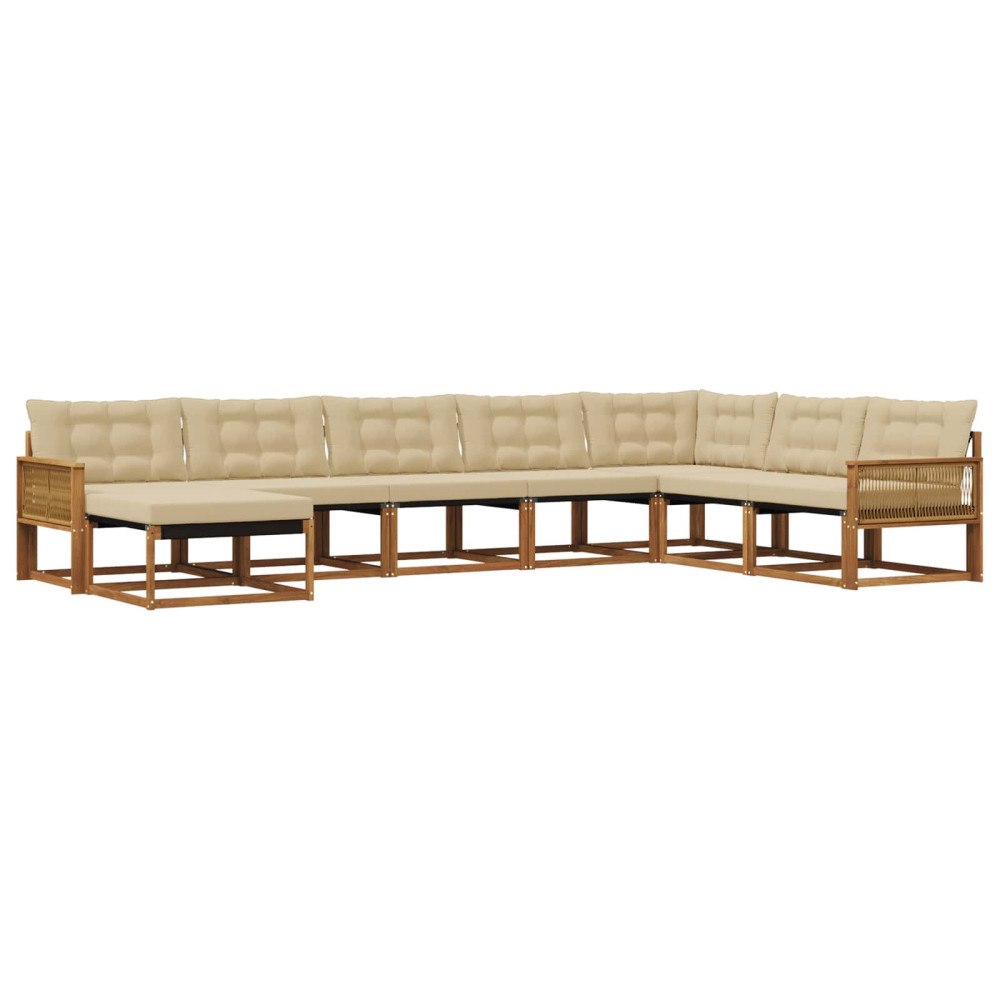 vidaXL Utomhussoffset 8 st Naturlig och Beige Massivt Akaciaträ