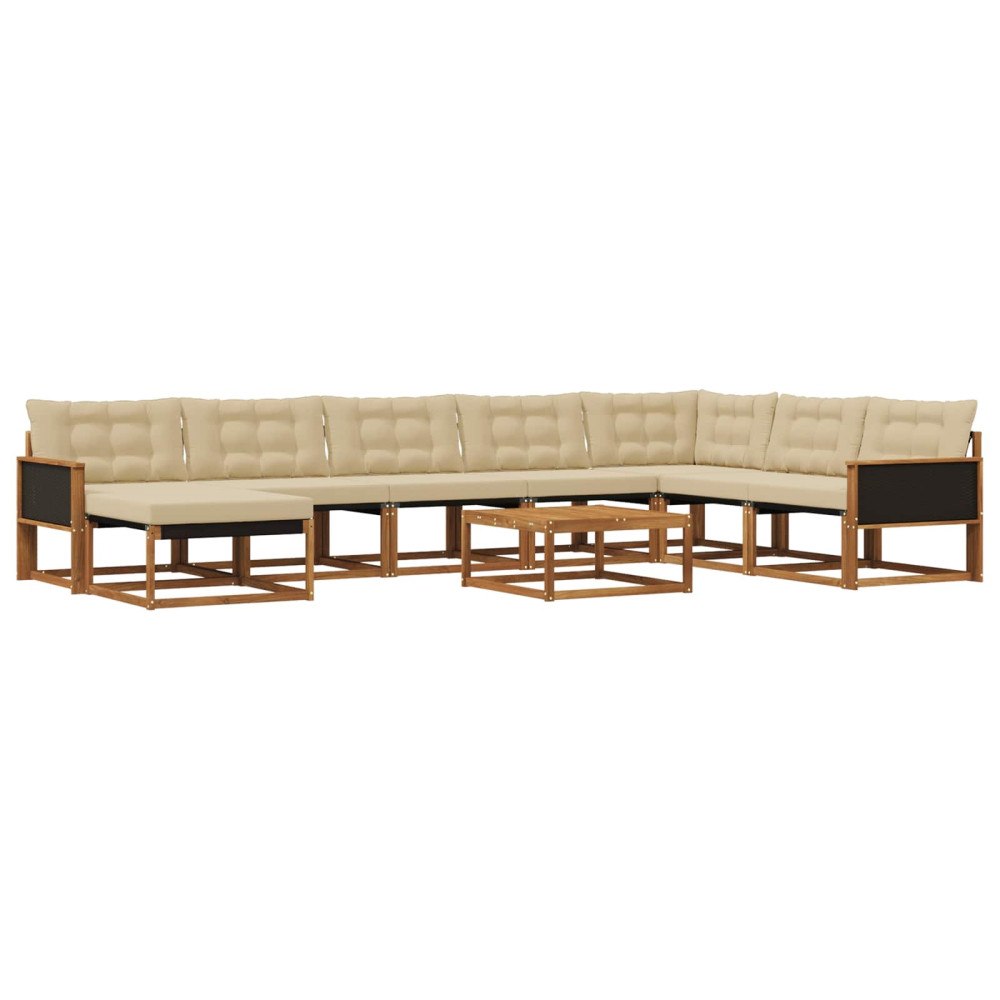 vidaXL Utomhussoffset 9 st Naturlig och Beige Massivt Akaciaträ