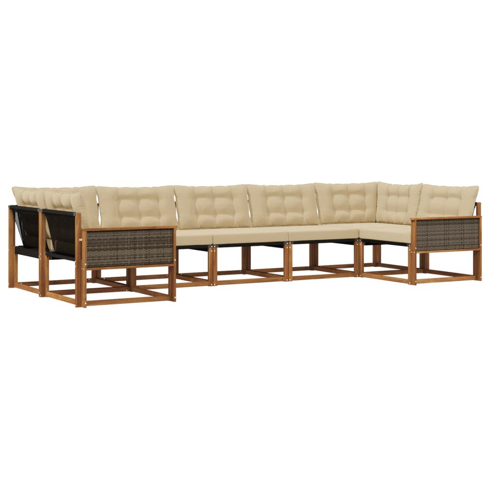 vidaXL Utomhussoffset 7 st Naturlig och Beige