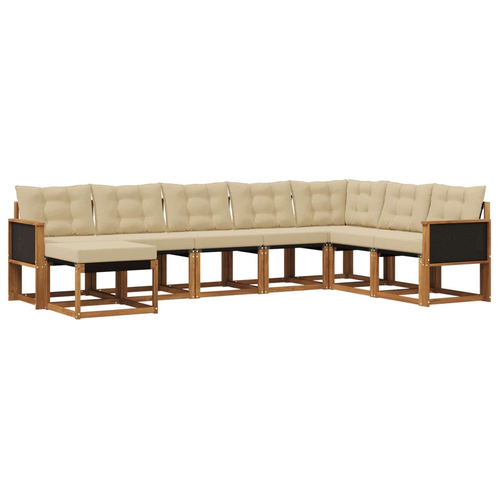vidaXL Utomhussoffset 8 st Naturlig och Beige