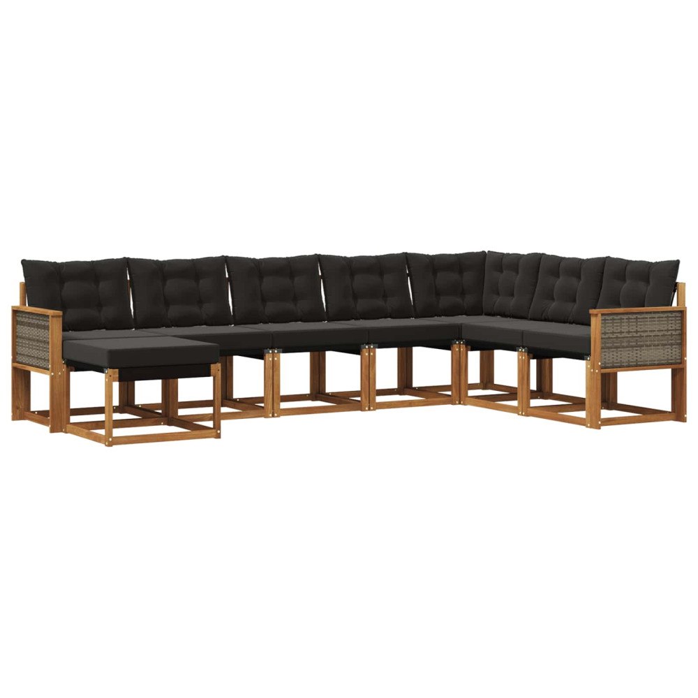 vidaXL Utomhussoffset 8 st Naturlig och svart