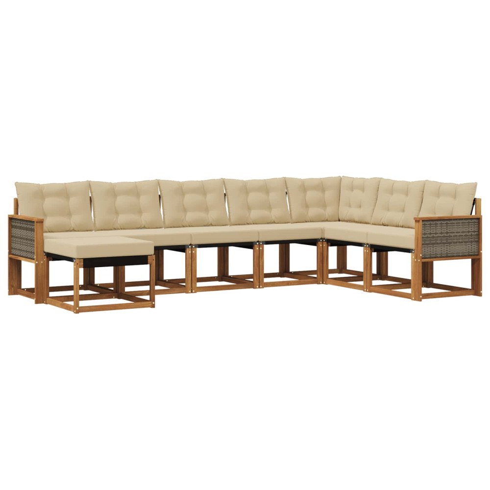 vidaXL Utomhussoffset 8 st Naturlig och Beige