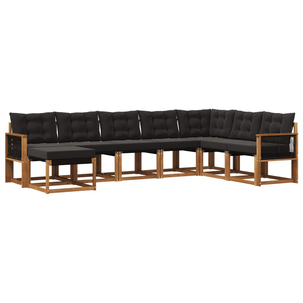 vidaXL Utomhussoffset 8 st Naturlig och svart