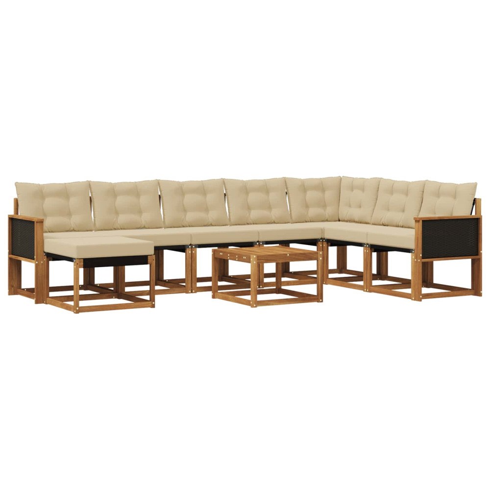 vidaXL Utomhussoffset 9 st Naturlig och Beige