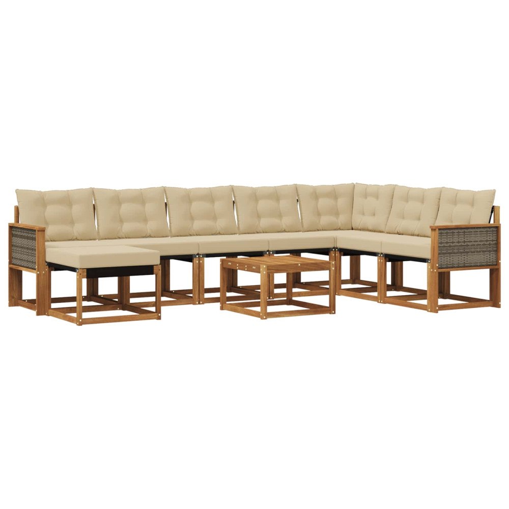 vidaXL Utomhussoffset 9 st Naturlig och Beige