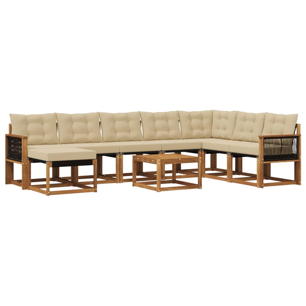vidaXL Utomhussoffset 9 st Naturlig och Beige