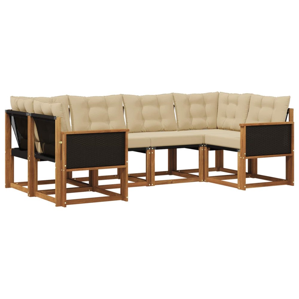vidaXL Utomhussoffset 6 st Naturlig och Beige