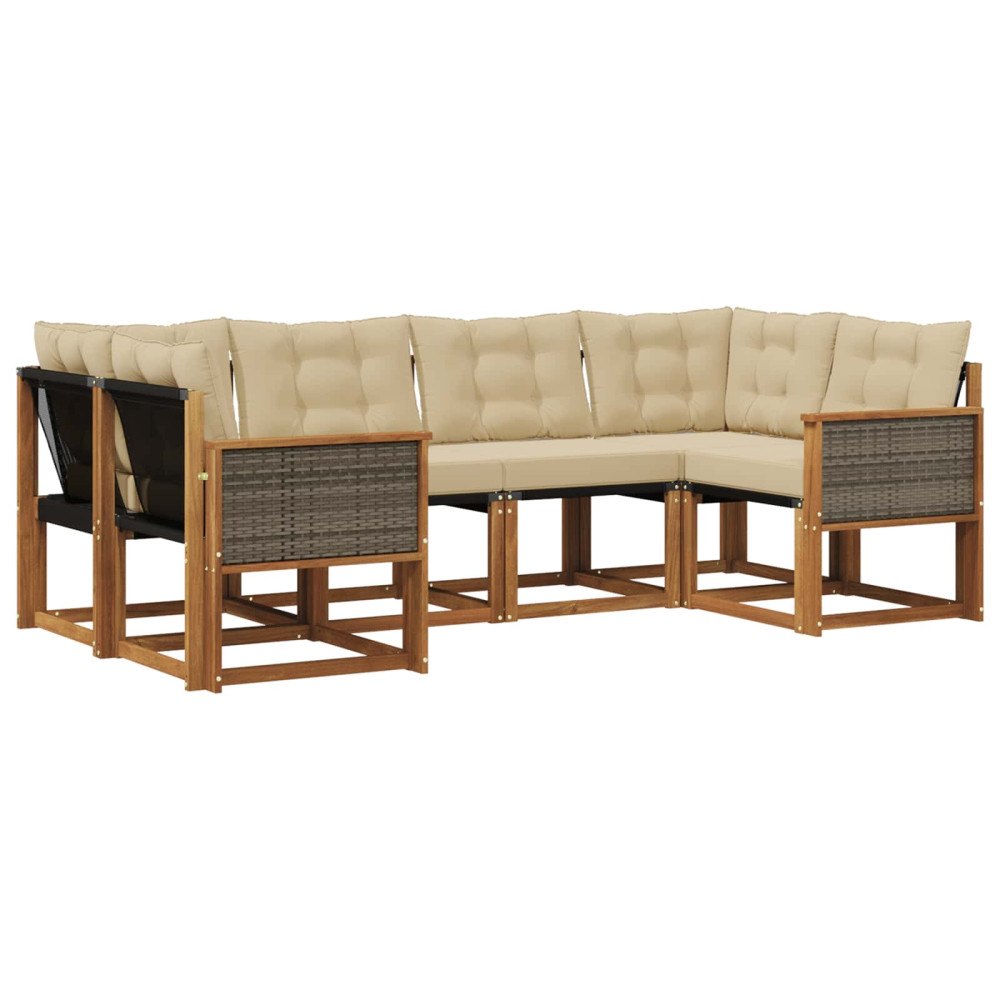 vidaXL Utomhussoffset 6 st Naturlig och Beige