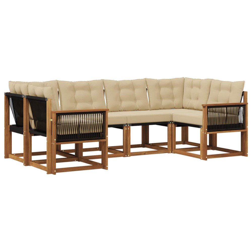vidaXL Utomhussoffset 6 st Naturlig och Beige