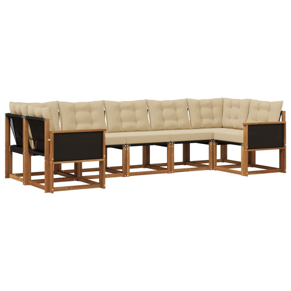 vidaXL Utomhussoffset 7 st Naturlig och Beige