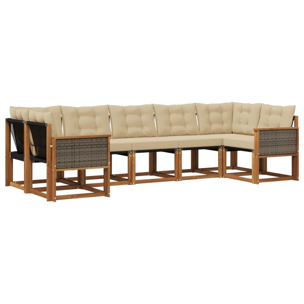 vidaXL Utomhussoffset 7 st Naturlig och Beige