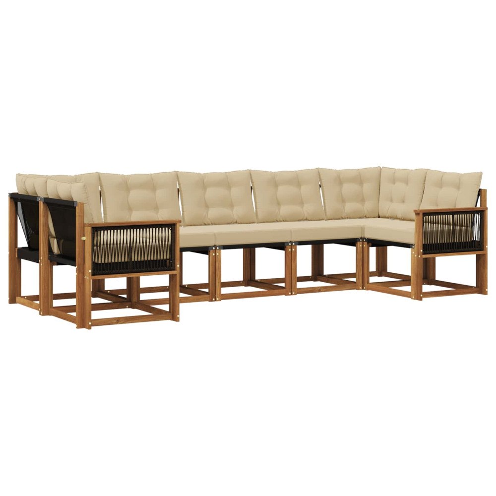 vidaXL Utomhussoffset 7 st Naturlig och Beige