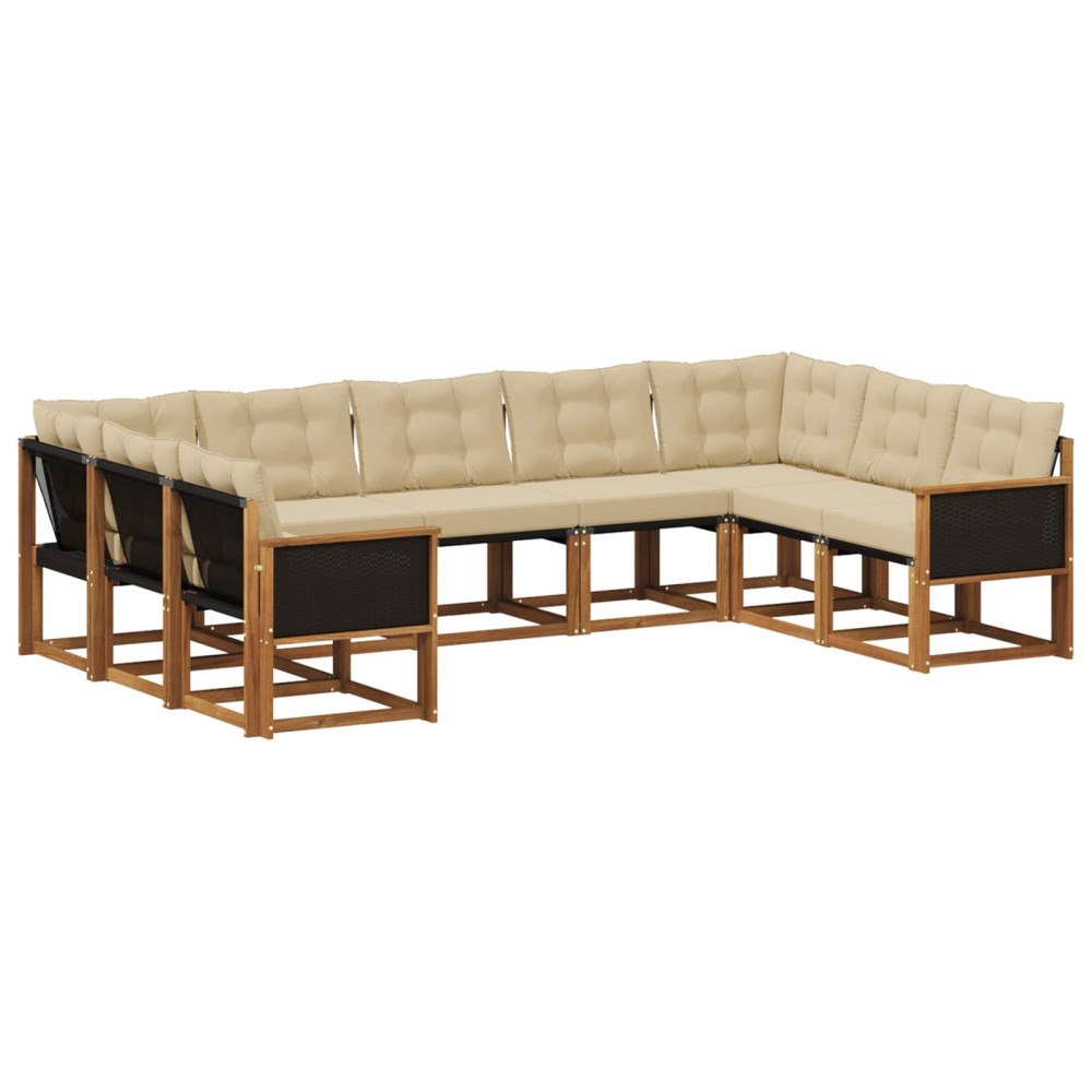 vidaXL Utomhussoffset 9 st Naturlig och Beige