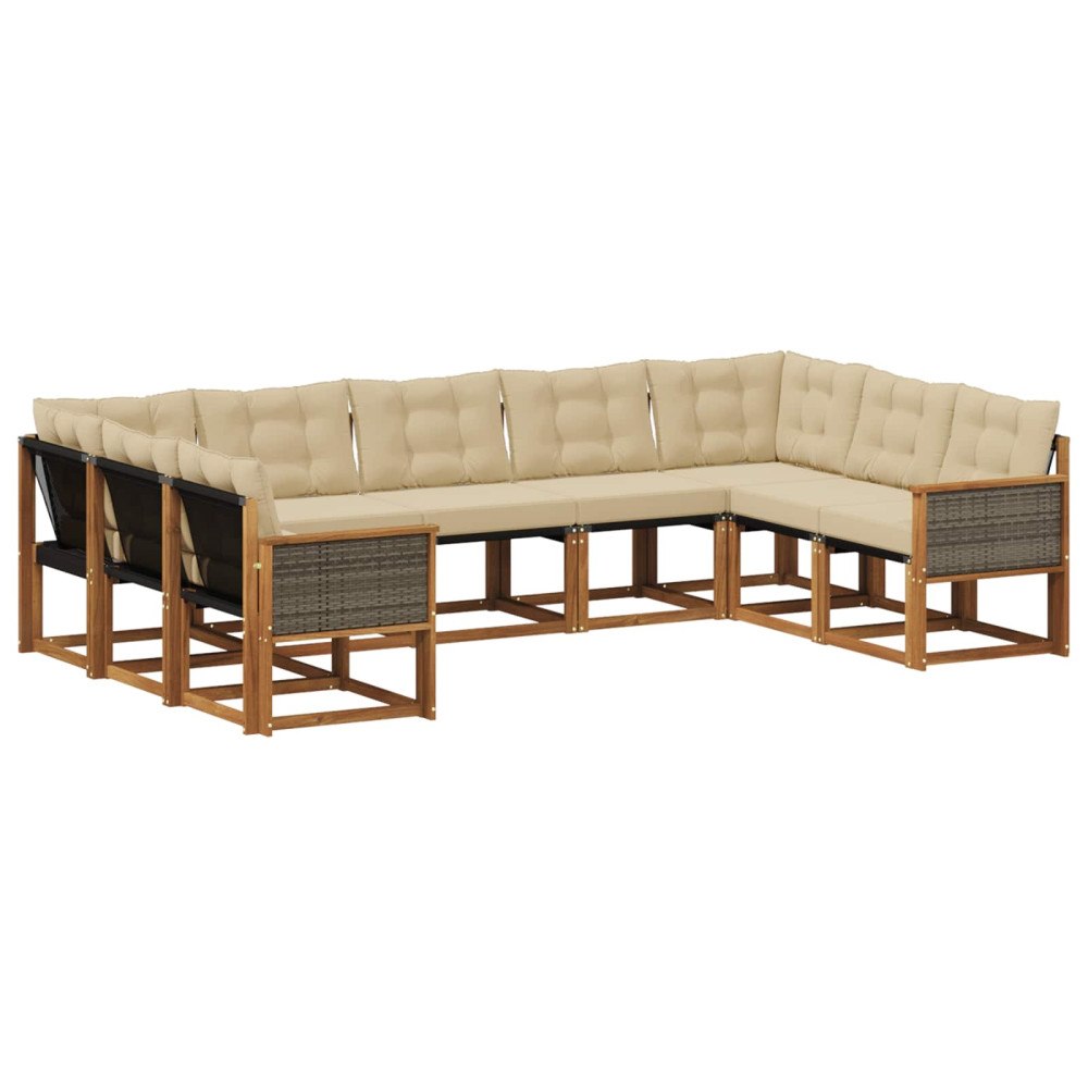 vidaXL Utomhussoffset 9 st Naturlig och Beige