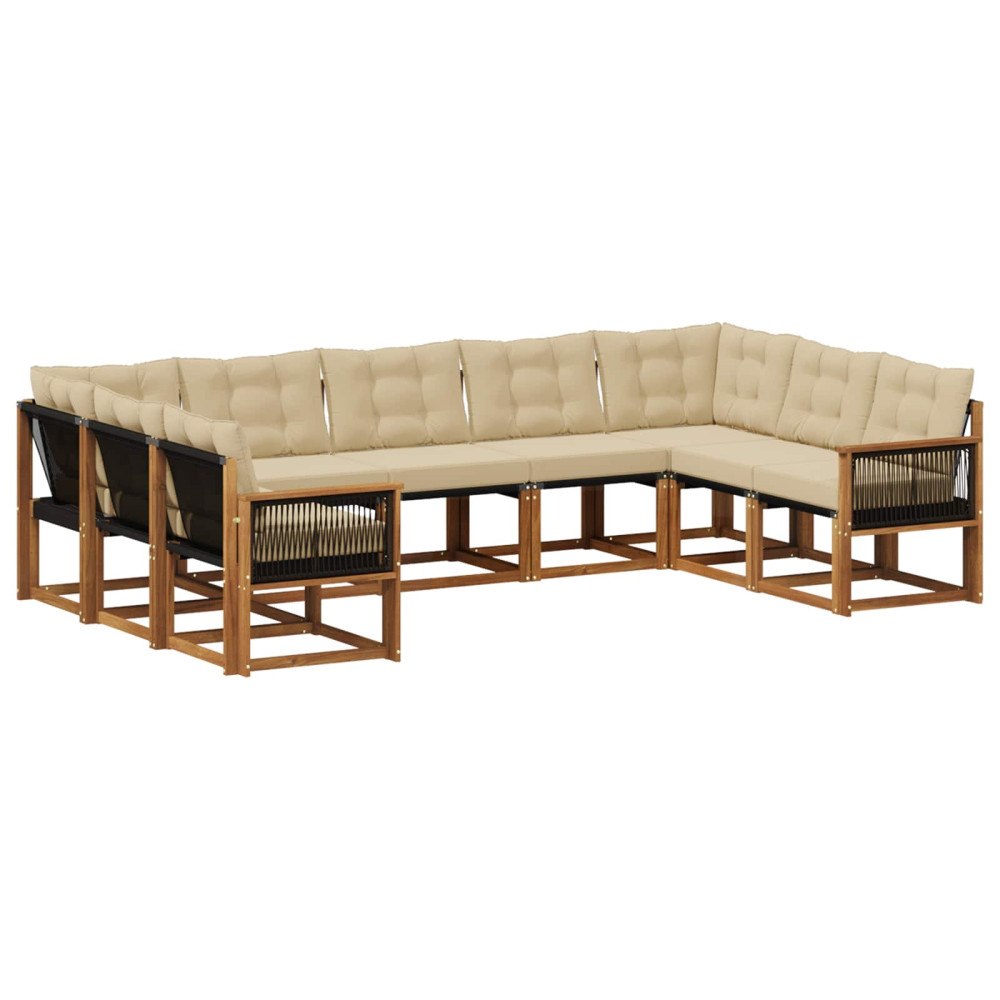 vidaXL Utomhussoffset 9 st Naturlig och Beige
