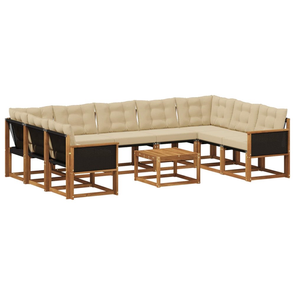 vidaXL Utomhussoffset 10 st Naturlig och Beige