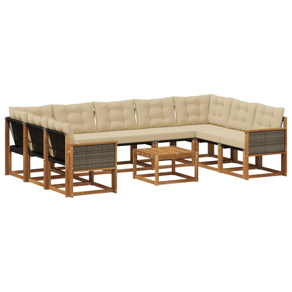 vidaXL Utomhussoffset 10 st Naturlig och Beige