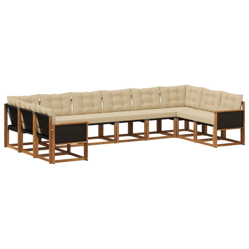 vidaXL Utomhussoffset 10 st Naturlig och Beige