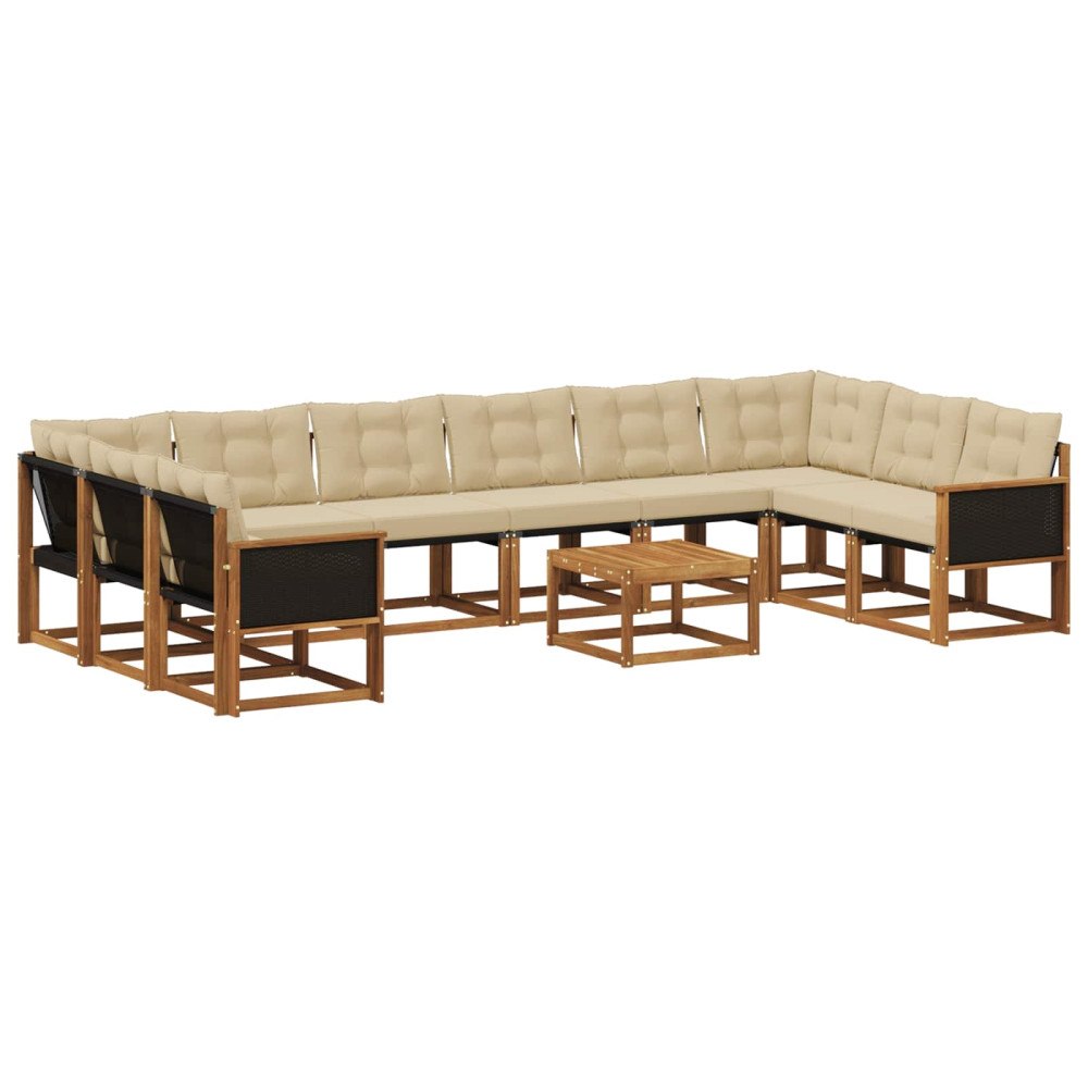vidaXL Utomhussoffset 11 st Naturlig och Beige