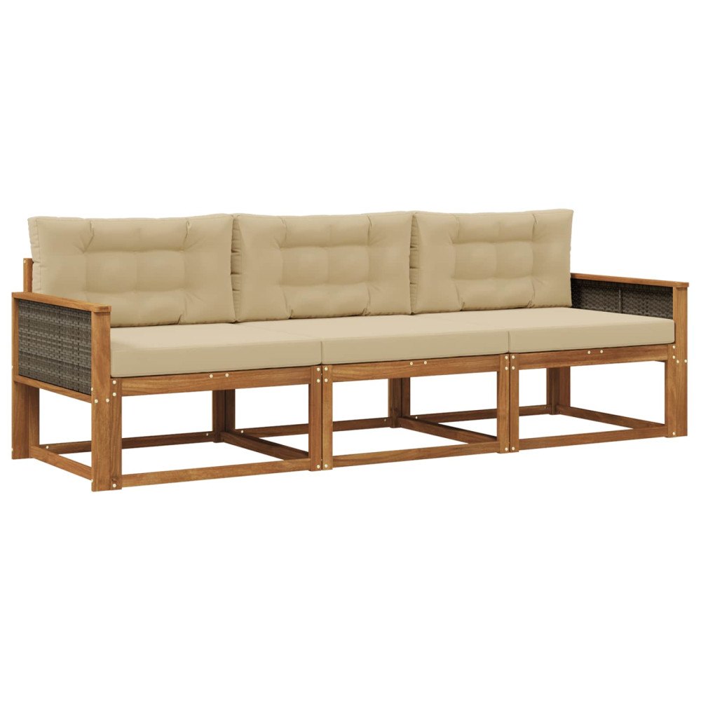 vidaXL Utomhussoffset 3 st Naturlig och Beige