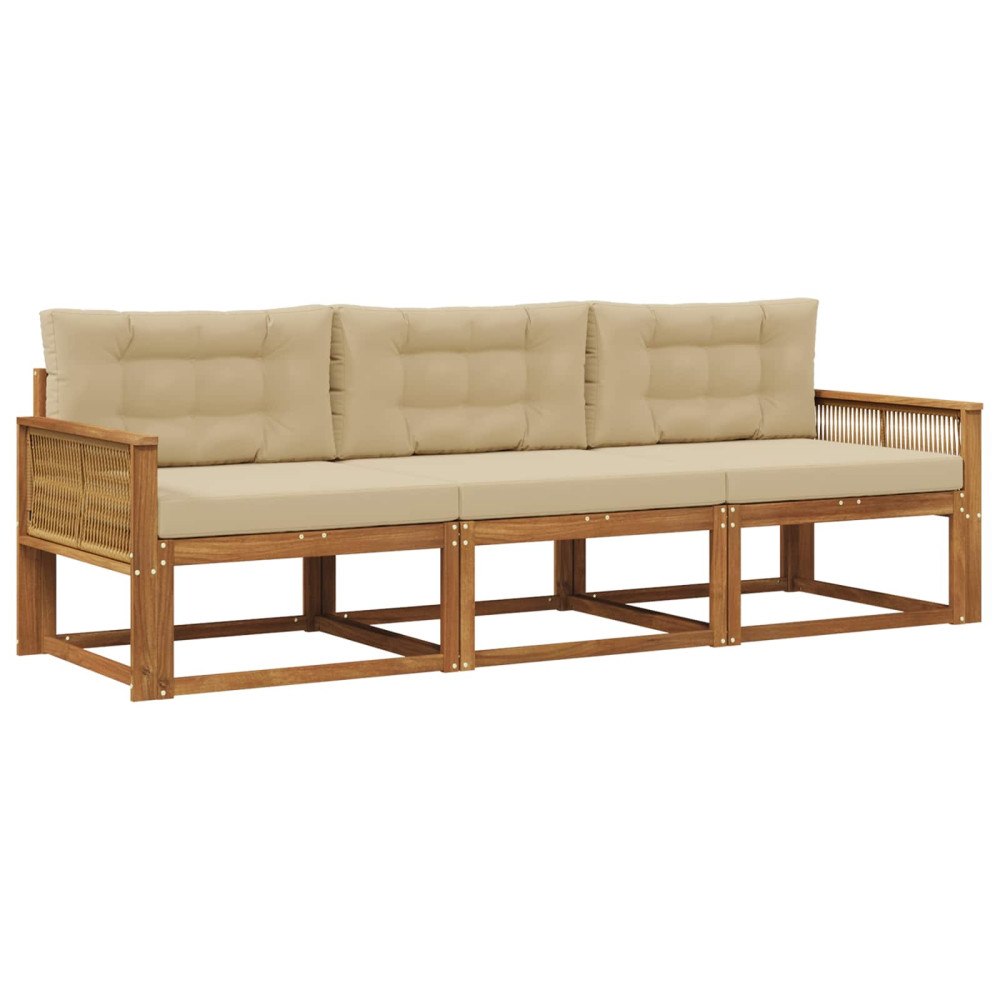 vidaXL Utomhussoffset 3 st Naturlig och Beige