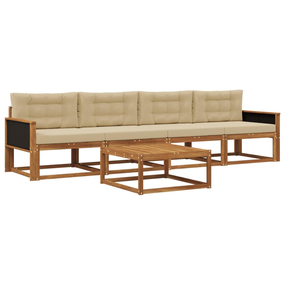 vidaXL Utomhussoffset 5 st Naturlig och Beige