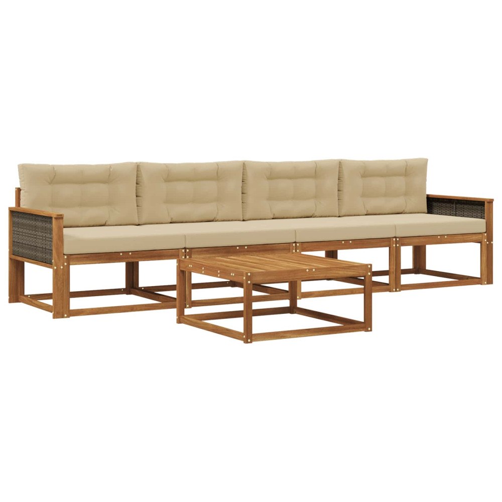 vidaXL Utomhussoffset 5 st Naturlig och Beige