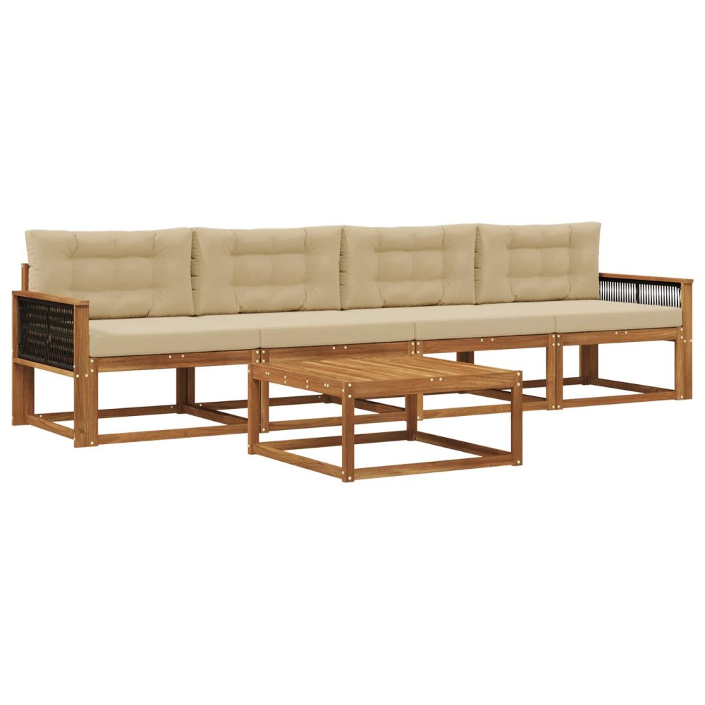vidaXL Utomhussoffset 5 st Naturlig och Beige