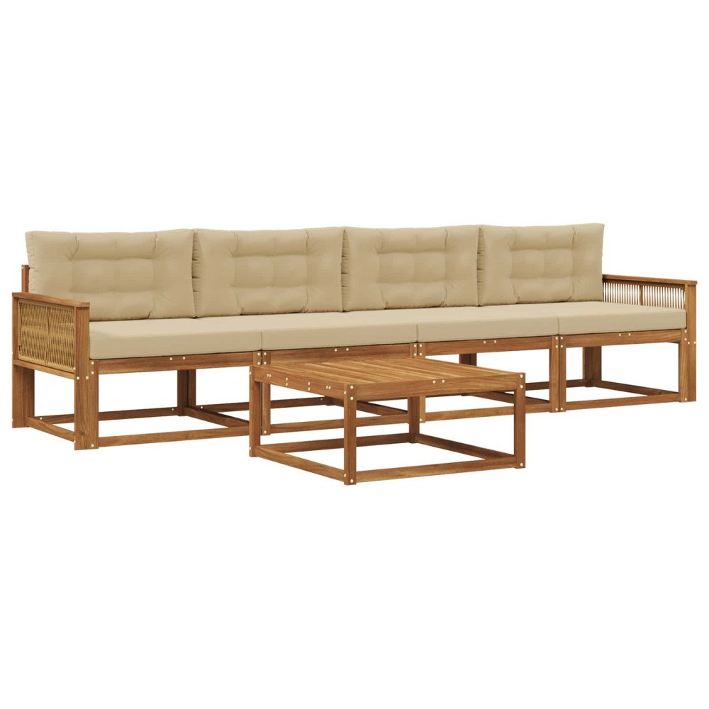 vidaXL Utomhussoffset 5 st Naturlig och Beige