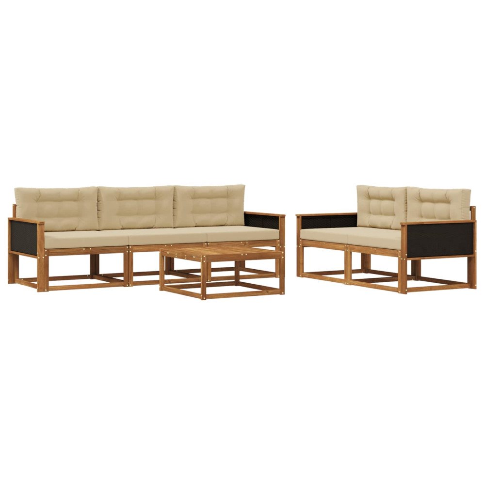 vidaXL Utomhussoffset 6 st Naturlig och Beige