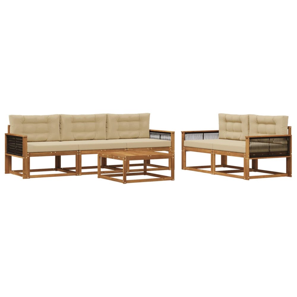 vidaXL Utomhussoffset 6 st Naturlig och Beige