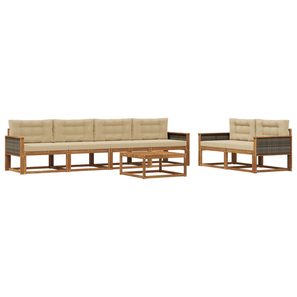 vidaXL Utomhussoffset 7 st Naturlig och Beige