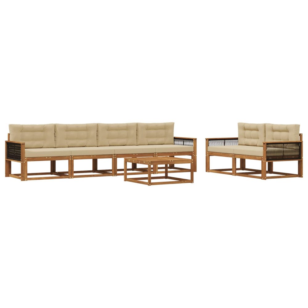 vidaXL Utomhussoffset 7 st Naturlig och Beige