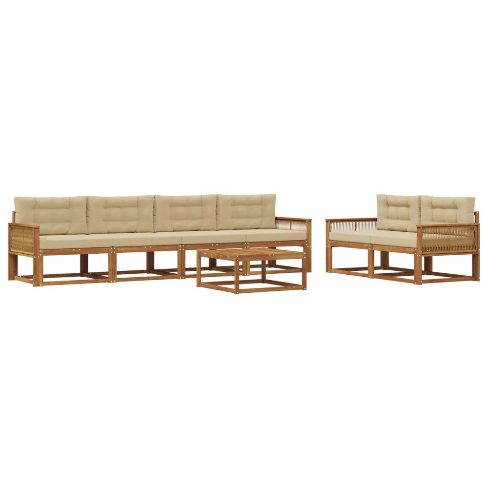 vidaXL Utomhussoffset 7 st Naturlig och Beige