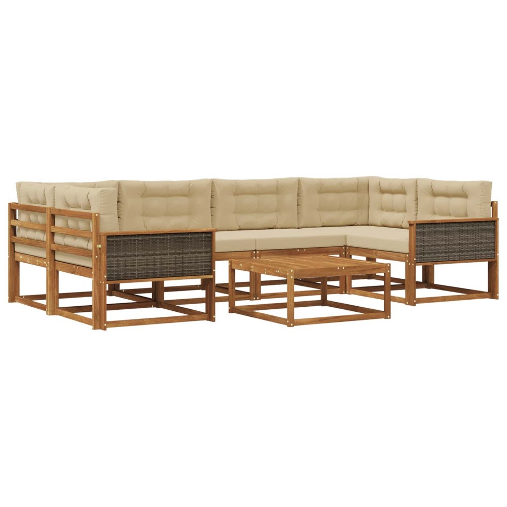 vidaXL Utomhussoffset 7 st Naturlig och Beige